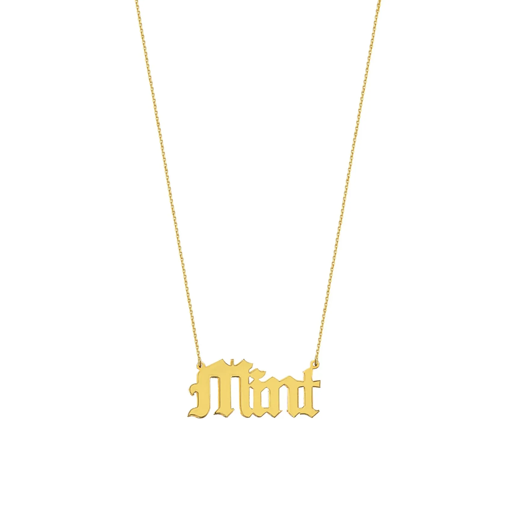 14K GOTHIC NAME PLATE NECKLACE