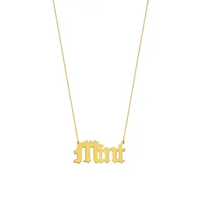 14K GOTHIC NAME PLATE NECKLACE