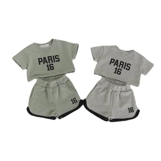 2 Pieces Set Baby Kid Girls Letters Tops And Shorts Wholesale 24030123