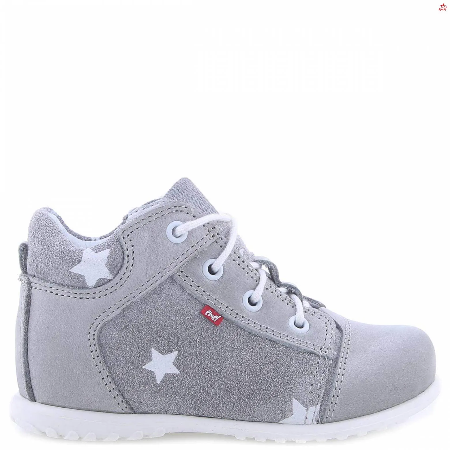 (2369B-6) Emel Lace Up First Shoes  Gray