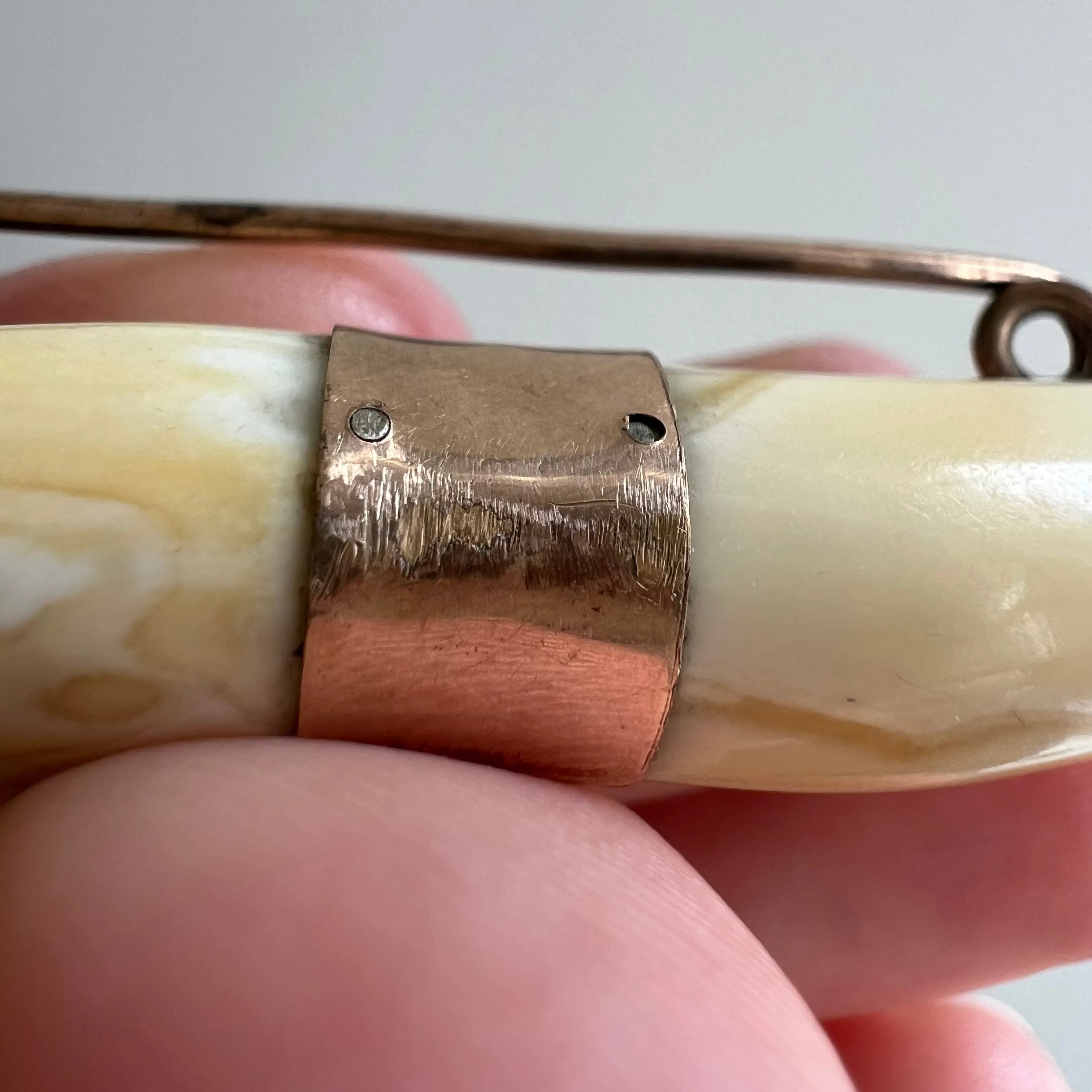 A N T I Q U E // double tusk / gold filled boar tooth or tusk / a brooch