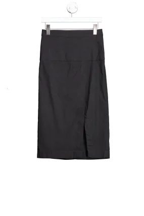 Anthropologie Black Tailored Split Front Midi Skirt UK 6