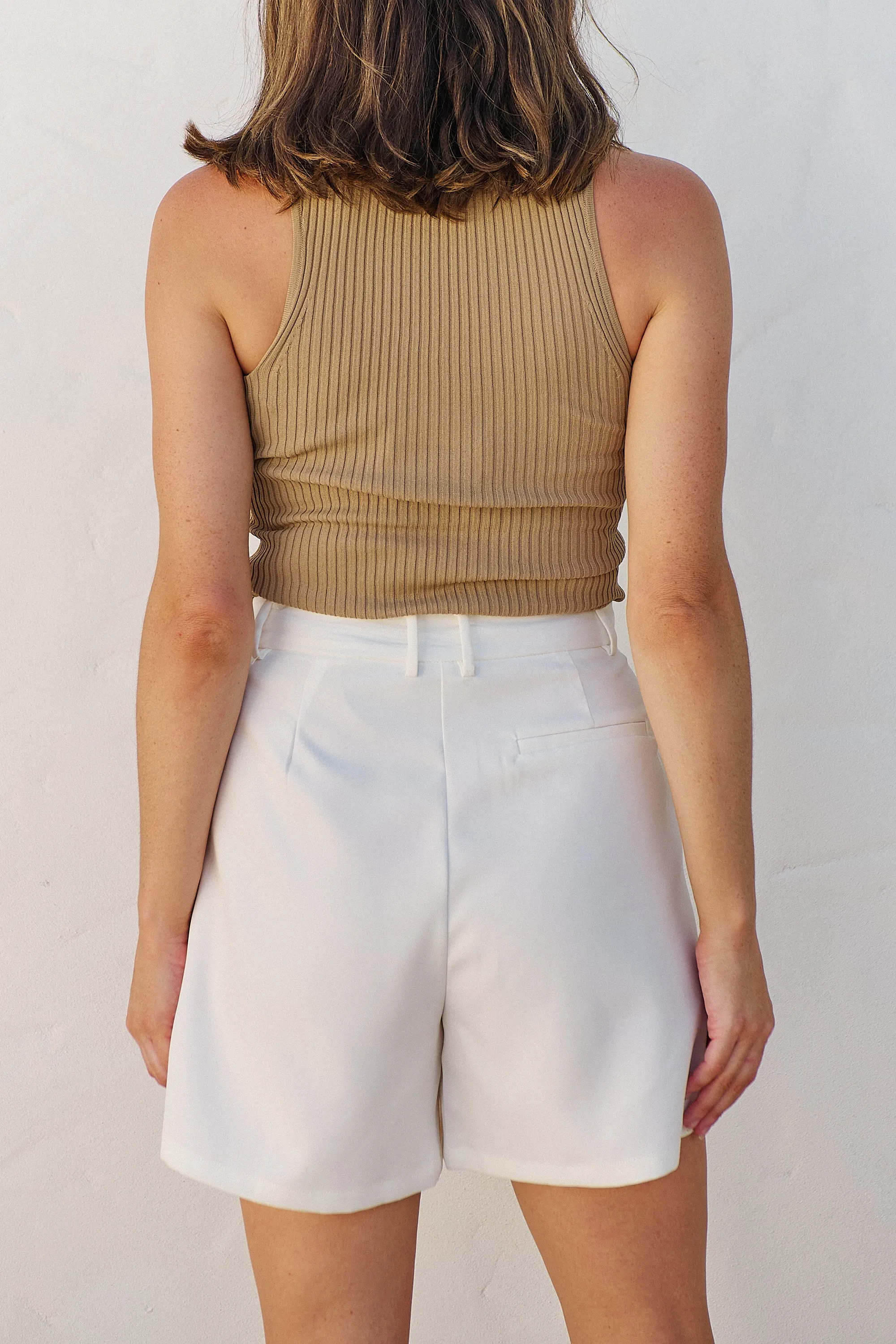 Astrid Tailored High Waisted White Shorts