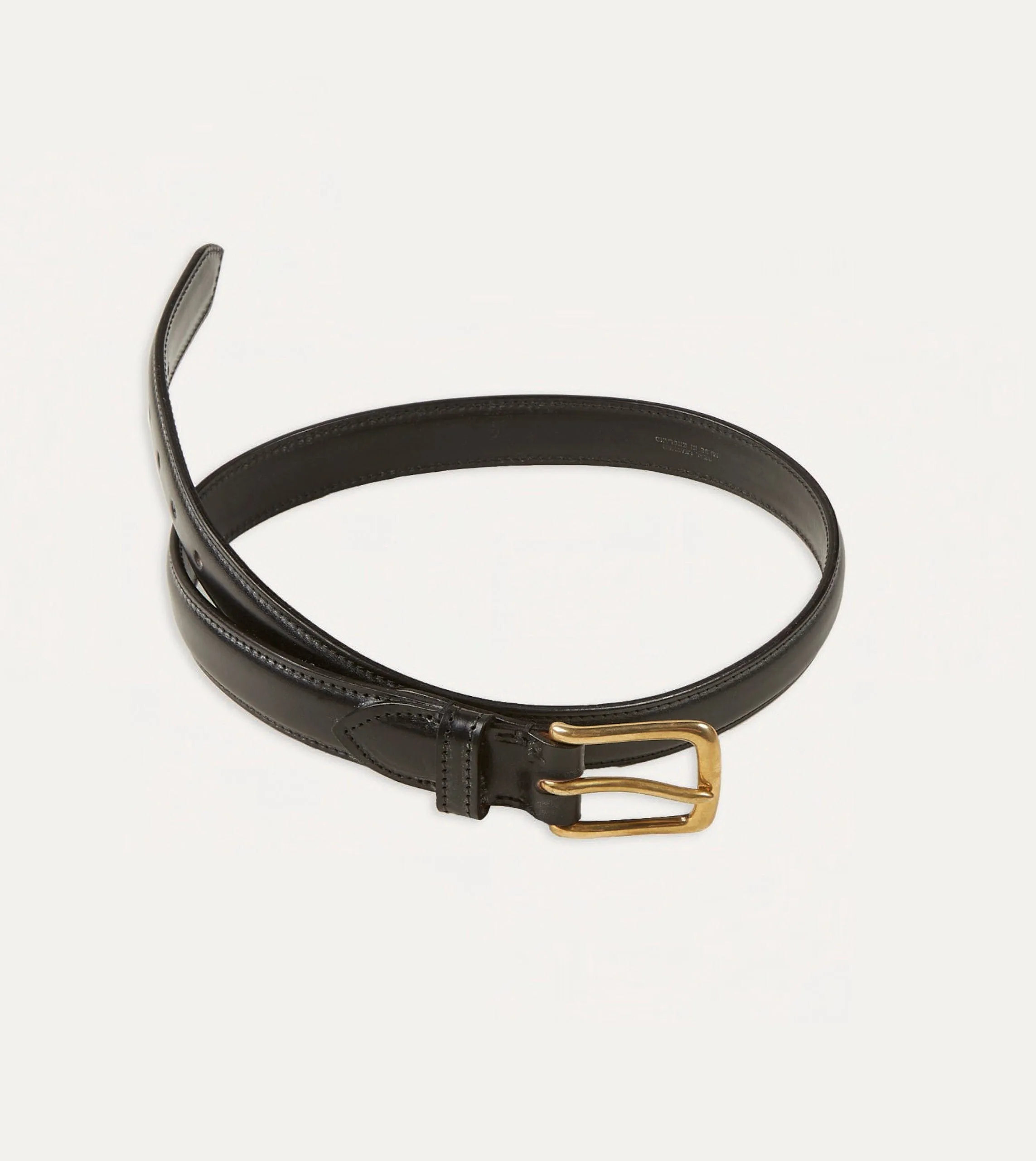 Black Fully Lined Bridle Leather Belt with Brass Buckle