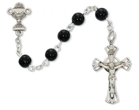 Black Glass Bead Communion Rosary