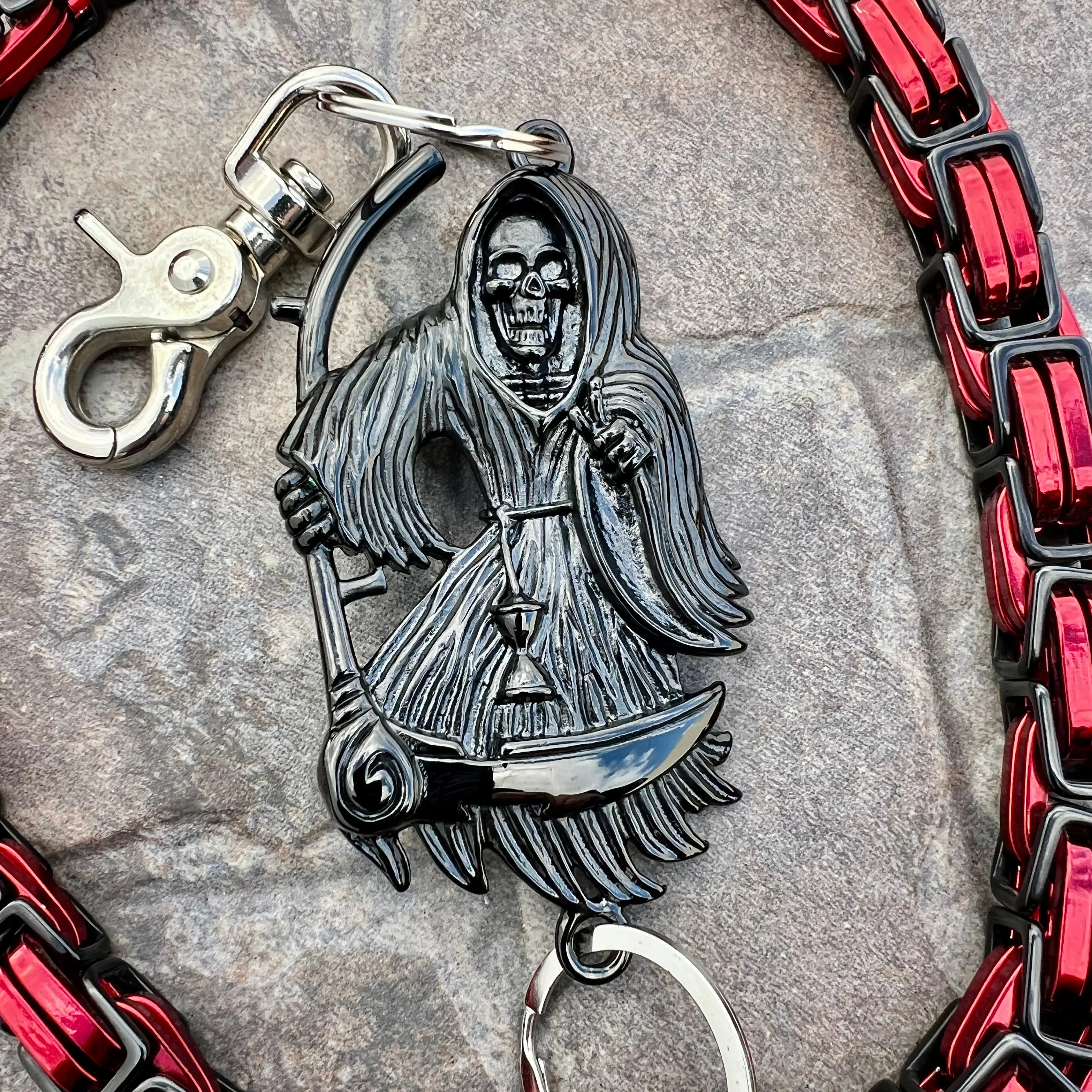 Black Grim Reaper Wallet Chain - Black & Red Daytona Heritage - WC15H