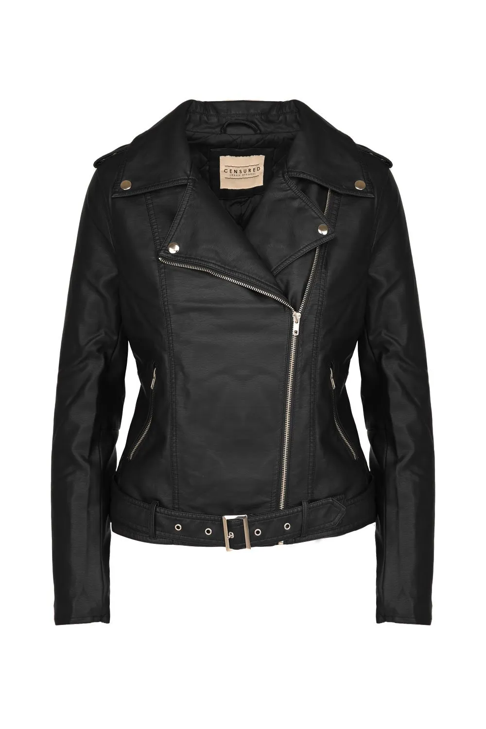 Censured Women's faux leather biker jacket JWGLIN T FLGT 90 black