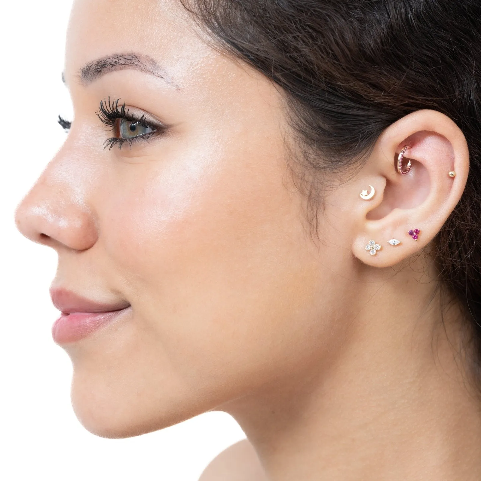 Crescent Moon and Star Flat Back Earring