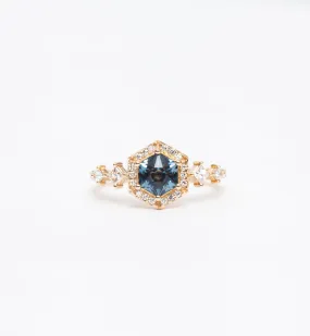 Hexagon Sapphire Camille Halo Ring