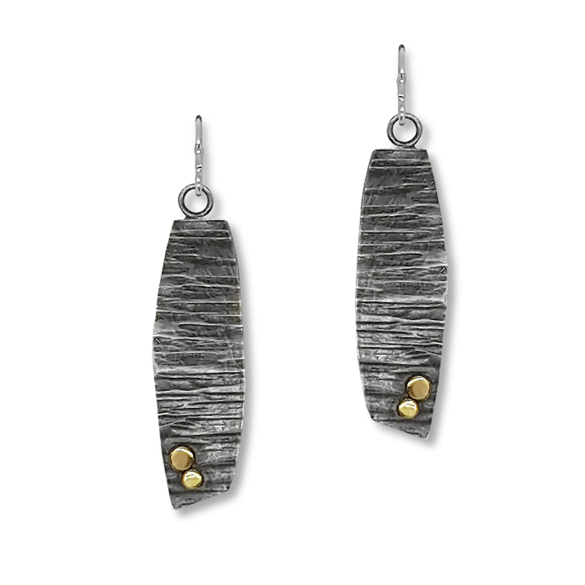 Lined Angled Trap Earrings with 4K Dots (E1537)