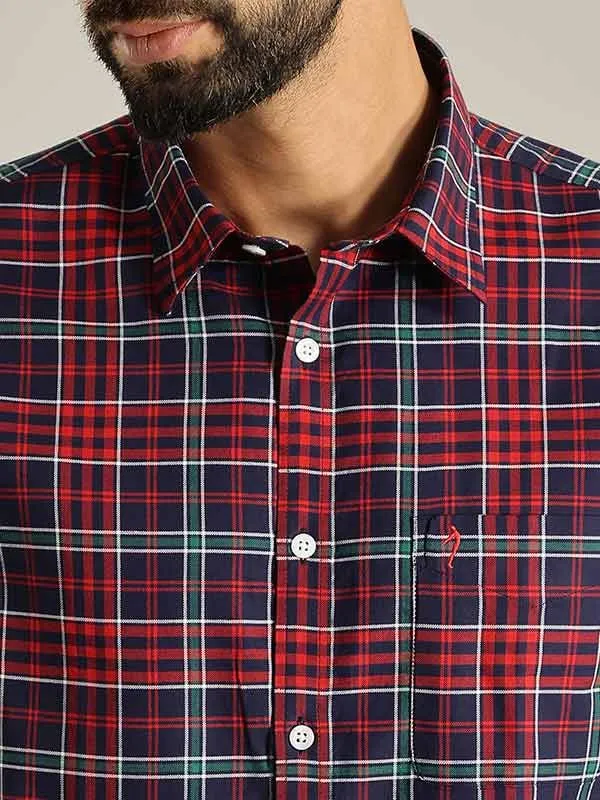 Men Checked Half Sleeve Cotton Shirt