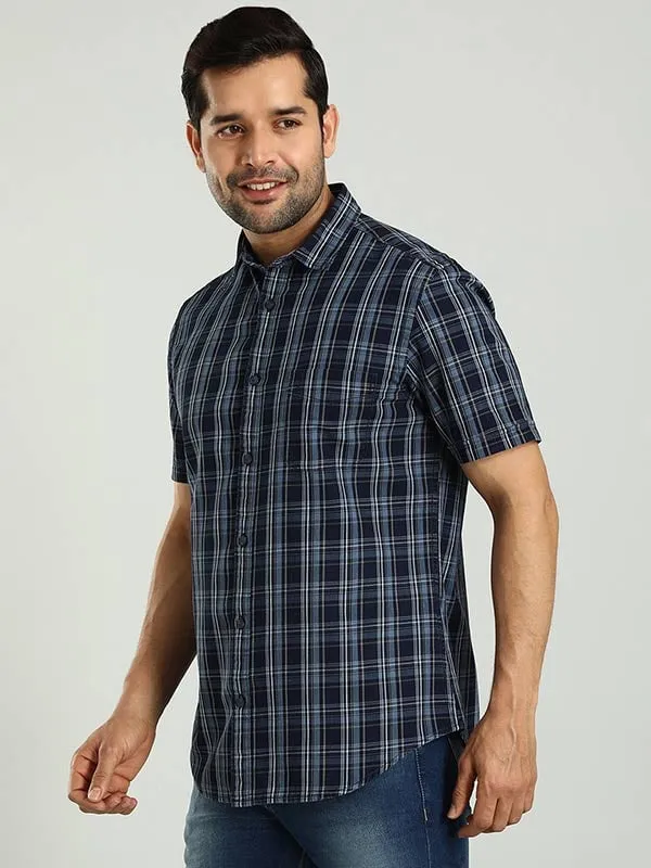 Men Checked Half Sleeve Cotton Shirt