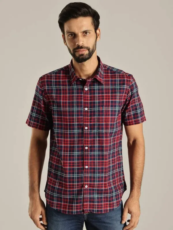 Men Checked Half Sleeve Cotton Shirt