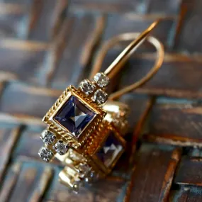 Morgan Le Fay 14k Gold, Tanzanite and Diamond Earrings