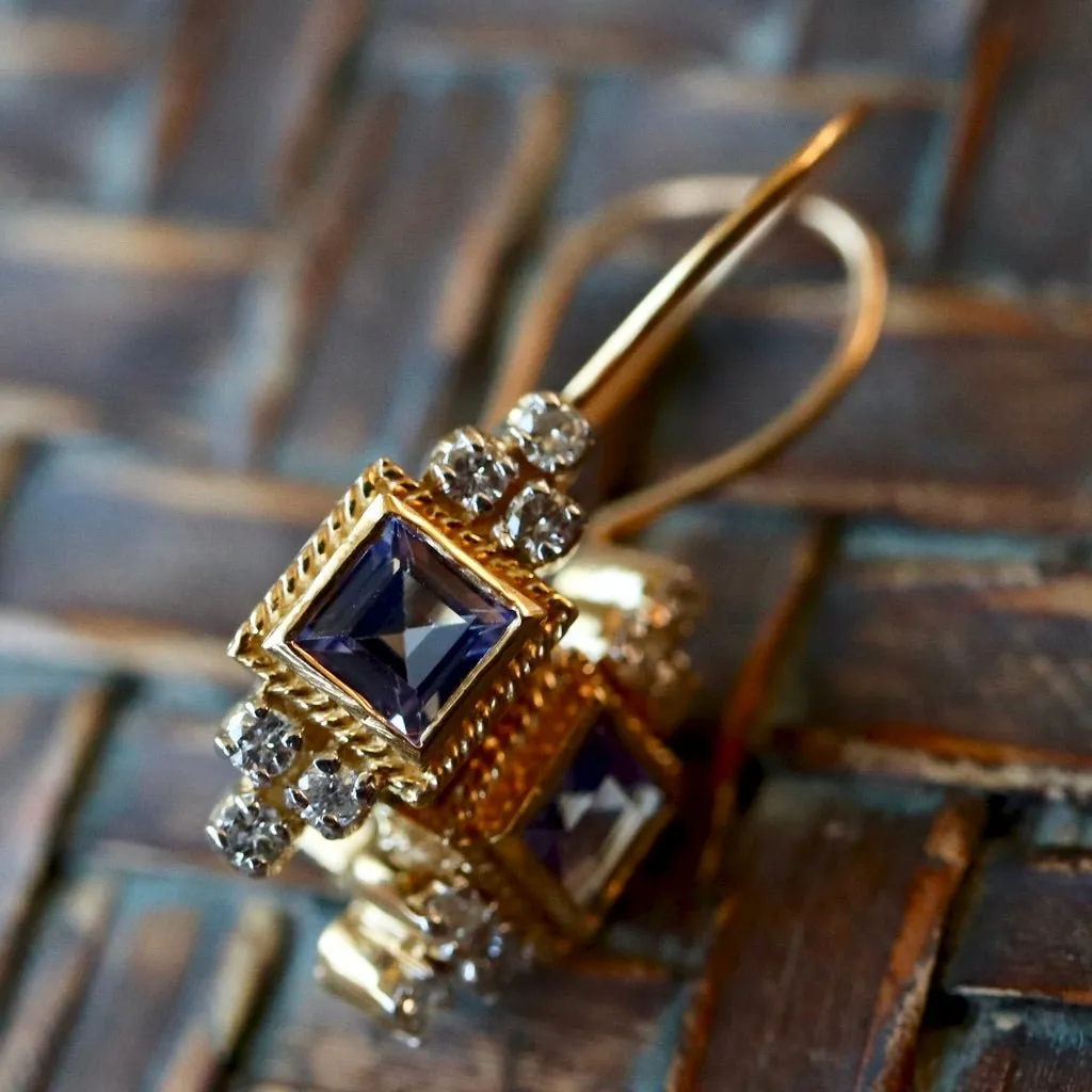 Morgan Le Fay 14k Gold, Tanzanite and Diamond Earrings