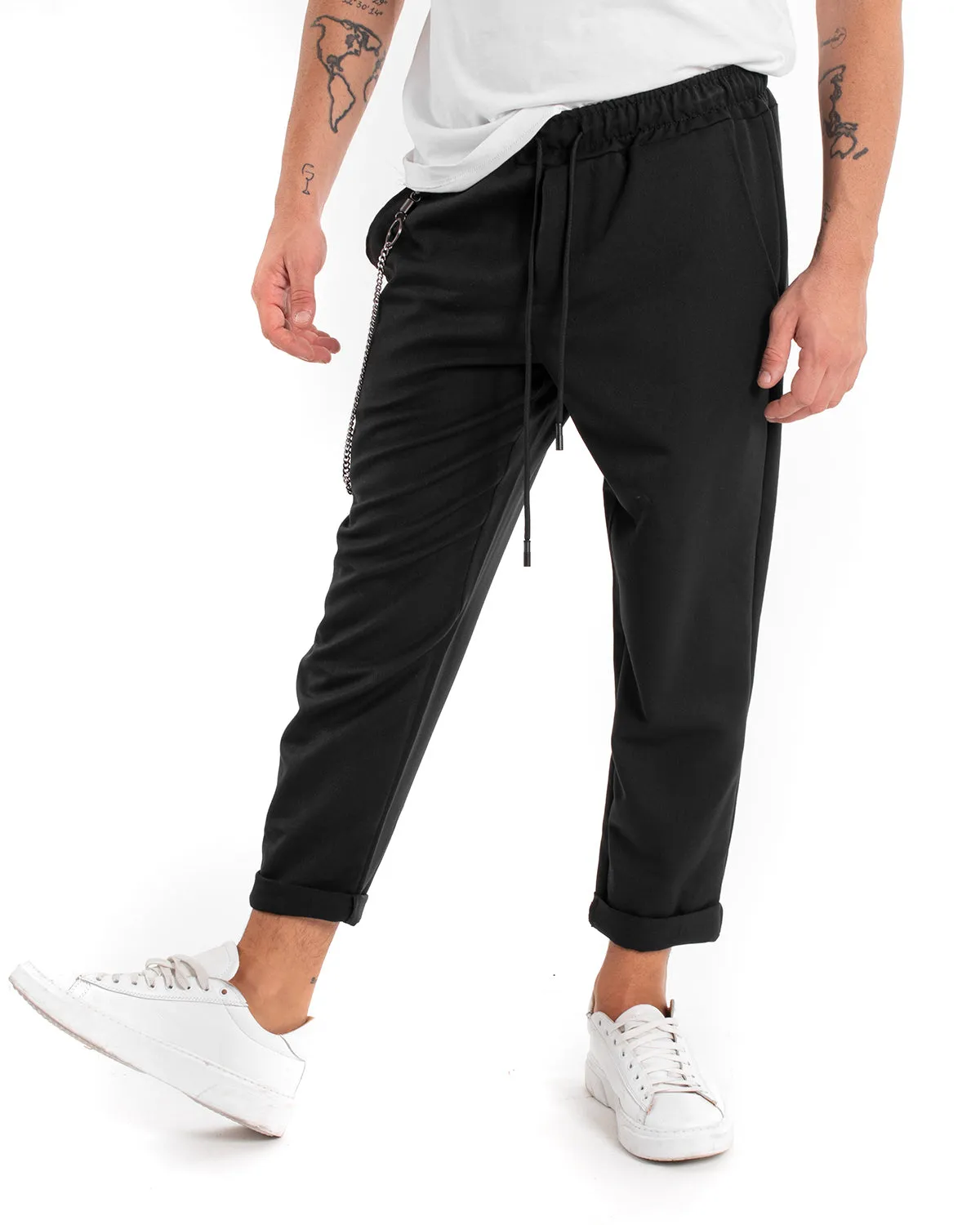 Pantaloni Uomo Pantalaccio Morbido Viscosa Nero Coulisse GIOSAL-P5953A