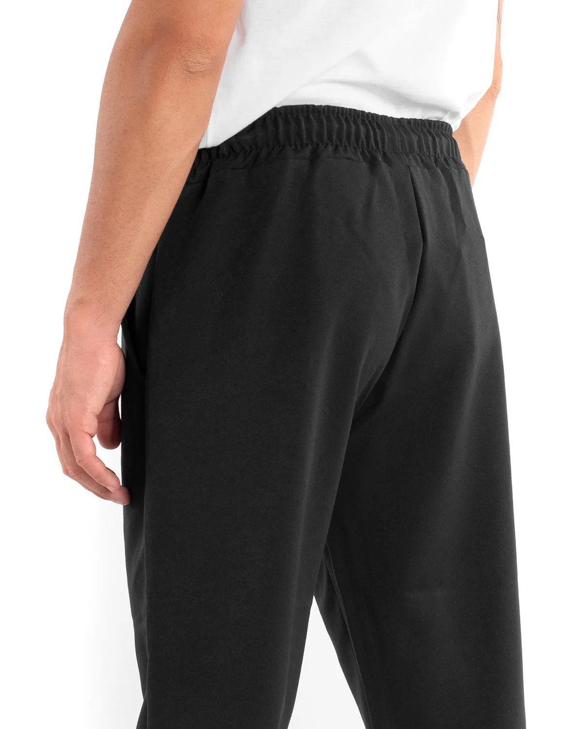 Pantaloni Uomo Pantalaccio Morbido Viscosa Nero Coulisse GIOSAL-P5953A