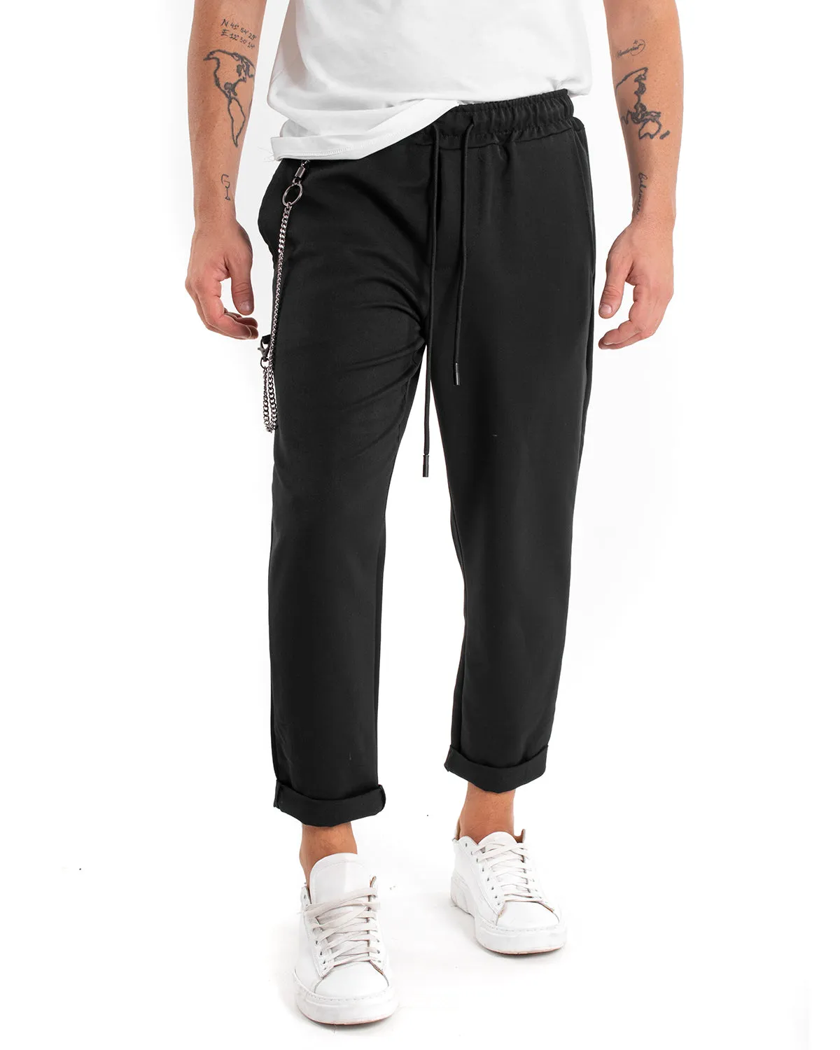 Pantaloni Uomo Pantalaccio Morbido Viscosa Nero Coulisse GIOSAL-P5953A