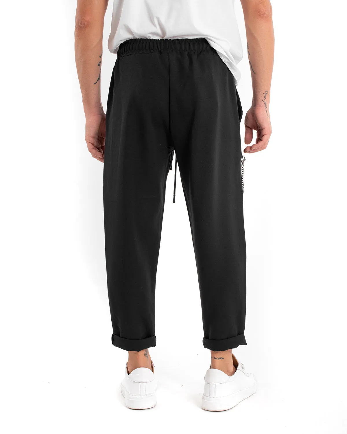 Pantaloni Uomo Pantalaccio Morbido Viscosa Nero Coulisse GIOSAL-P5953A