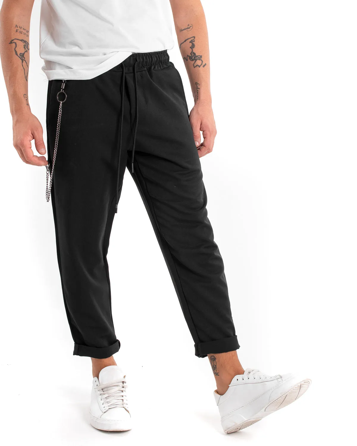 Pantaloni Uomo Pantalaccio Morbido Viscosa Nero Coulisse GIOSAL-P5953A