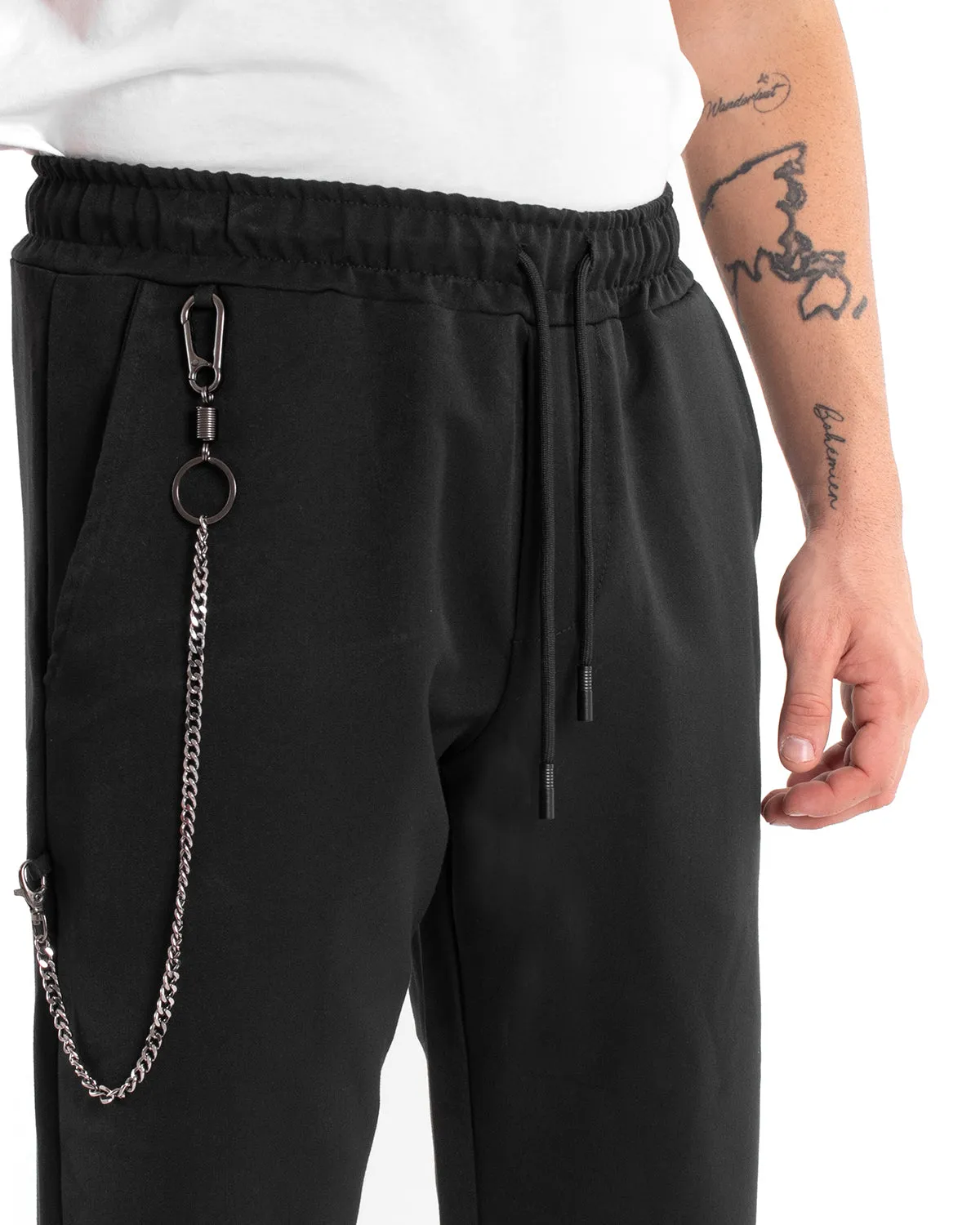 Pantaloni Uomo Pantalaccio Morbido Viscosa Nero Coulisse GIOSAL-P5953A