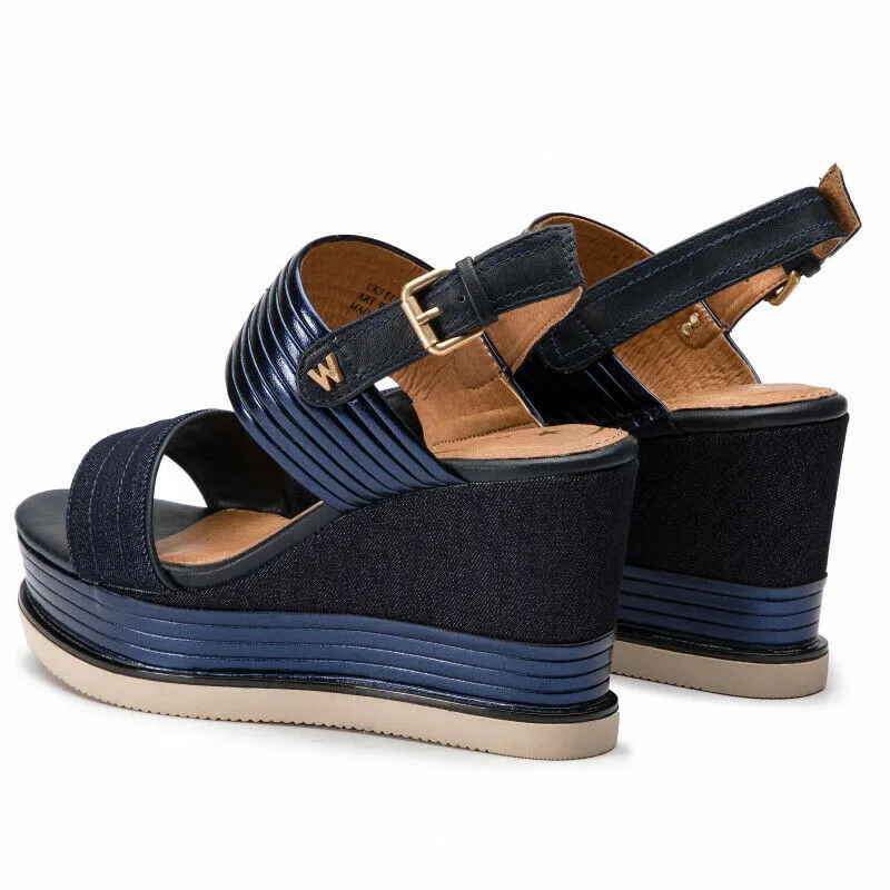 Scarpe donna WRANGLER art. WL91655A sandalo zeppa alta in tessuto navy casual