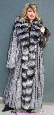 Sensational Solid Silver Fox Canadian Fur Coat 94 Sweep M/L