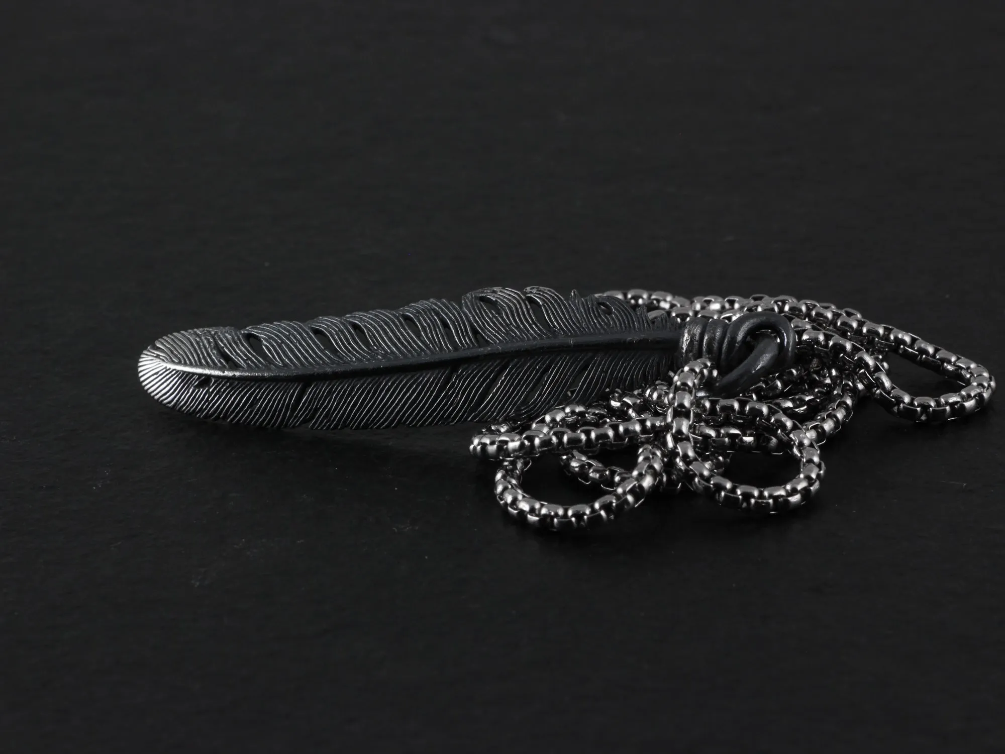 Sterling Silver Raven Feather Necklace