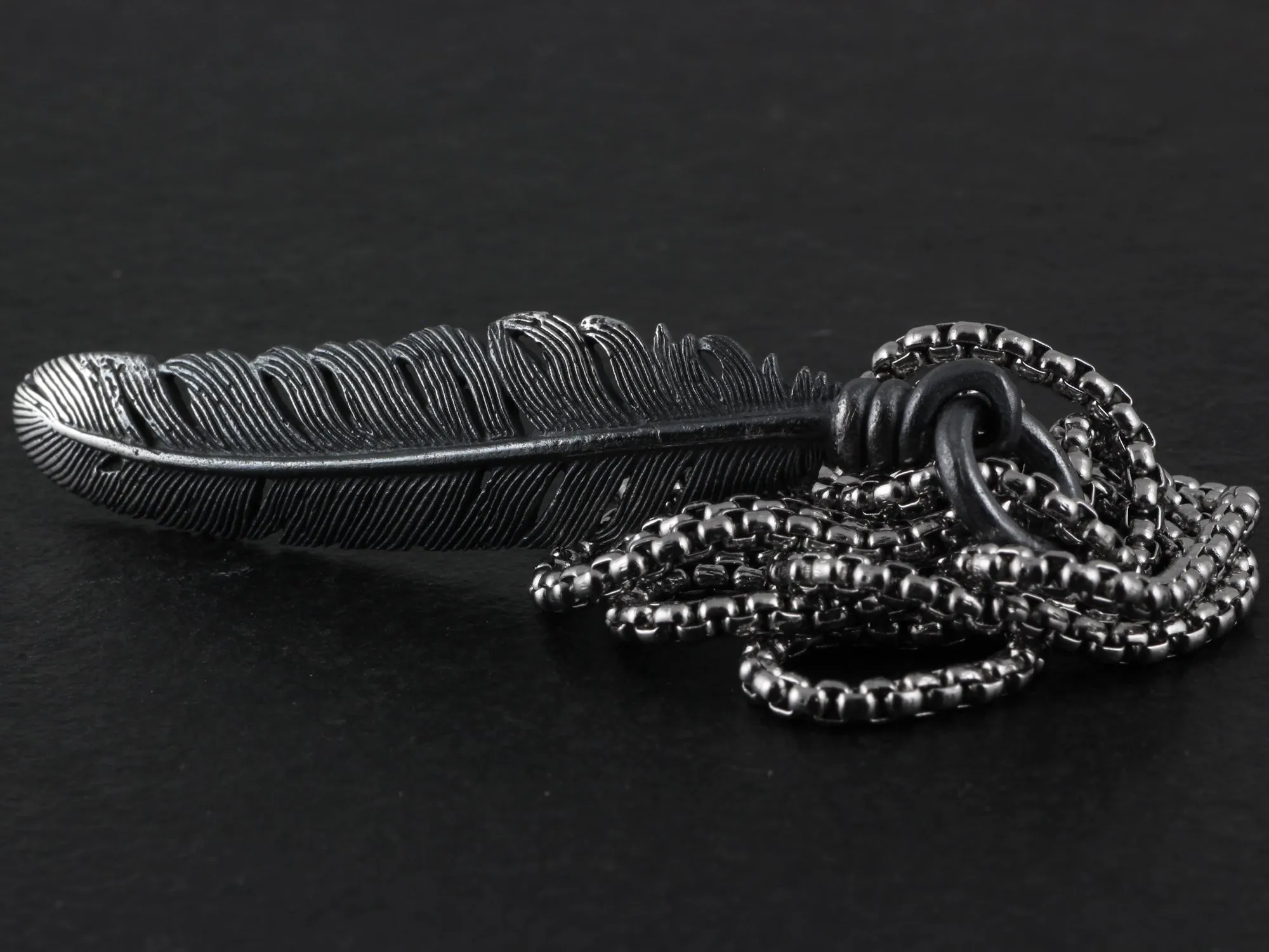 Sterling Silver Raven Feather Necklace