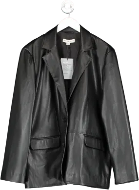 WAT. THE BRAND Black Relaxed Vegan Leather Blazer UK XS