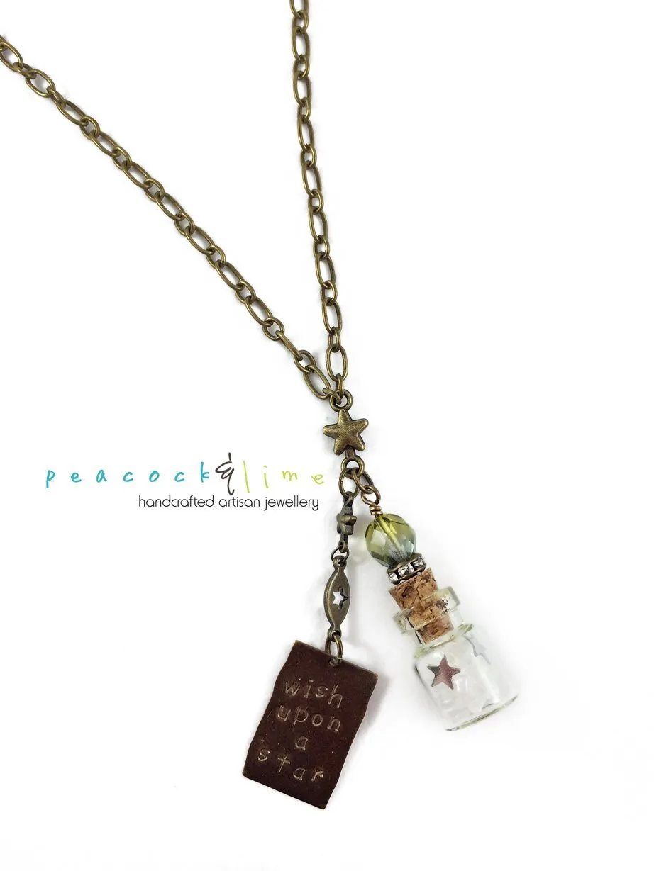 wish upon a star sparkle bottle necklace