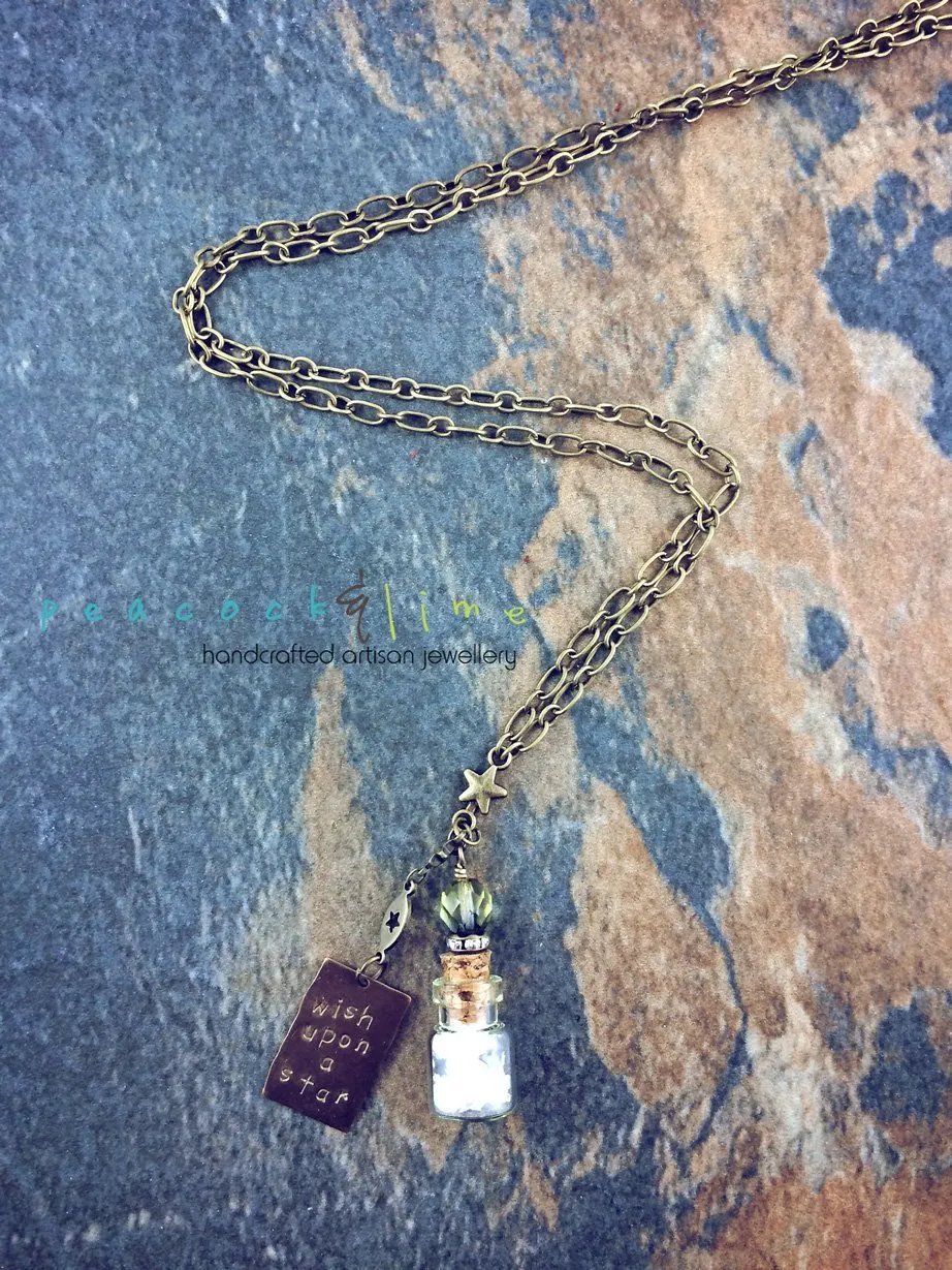 wish upon a star sparkle bottle necklace