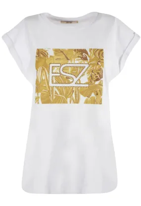 Yes Zee Women's T-shirt with kimono sleeve T239-LU07-0101 white