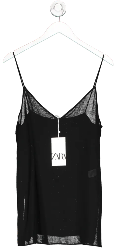 ZARA Black Cami Vest Top UK S